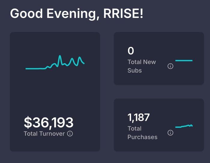 RRISE Free Account $36.193 Gesamtumsatz
